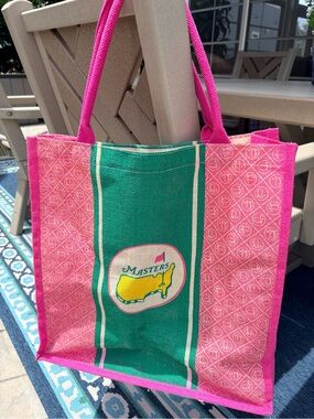 Augusta National Masters Tote Bag Pink Green Jute Reusable
Shopping Bag